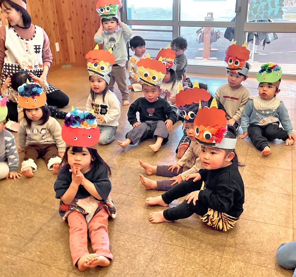 2026年2月 SuruSu上陽こども園 豆まき！の様子